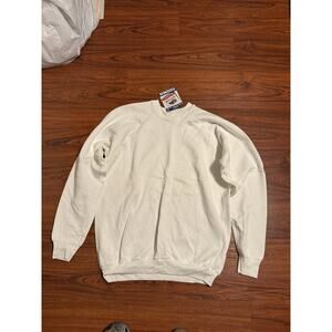 Vintage 90s Fruit Of The Loom Blank Crewneck Sweatshirt Mens XL White USA NWT